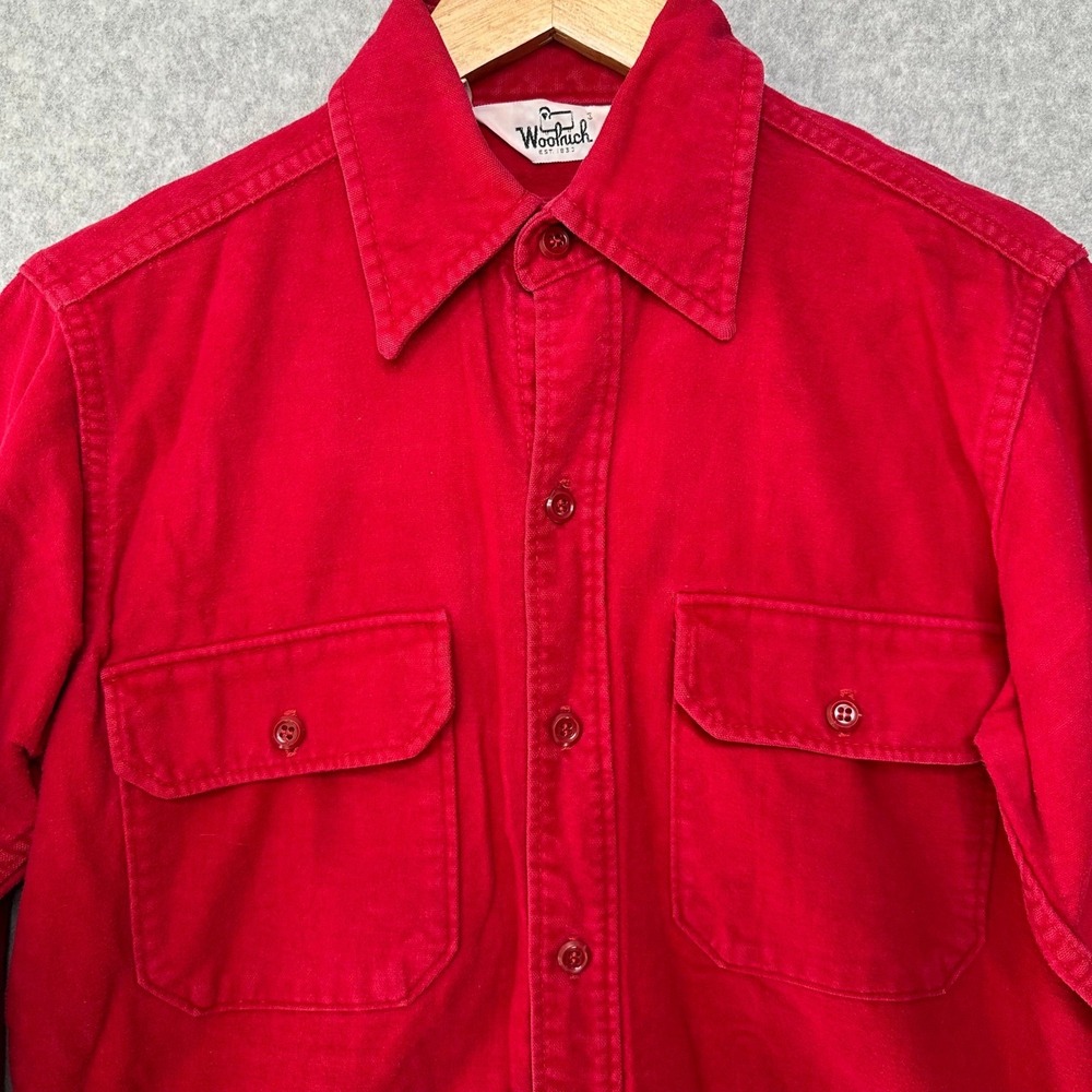 VTG Woolrich Red Flannel Long Sleeve Button Up Shirt Shacket Mens Size M